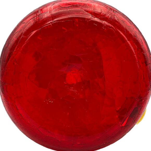 Vintage Rainbow Glass PITCHER Handblown Red Crackle Glass Yellow Handle VGC - Picture 5 of 12